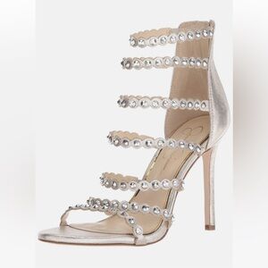 Jessica Simpson Silver Embellished Heels Size 5